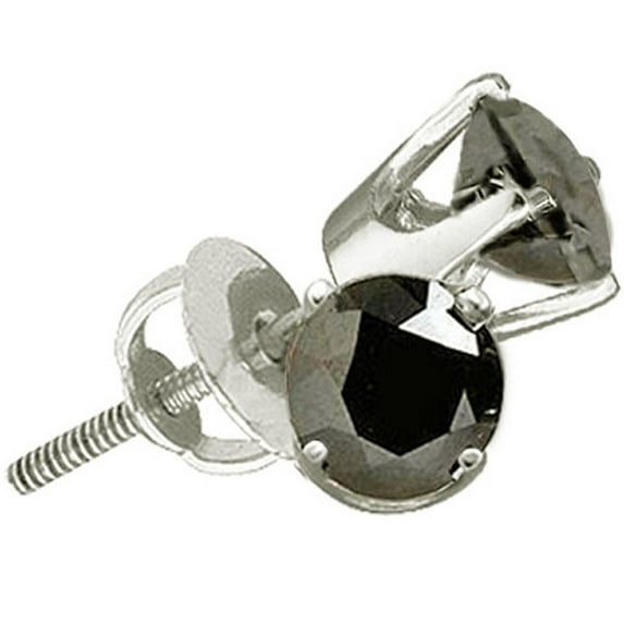 Dazzlingrock Collection 0.25 Carat (ctw) Round Black Diamond Ladies Stud Earrings, Sterling Silver