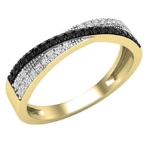 Dazzlingrock Collection 0.25 Carat (ctw) Round Black & White Diamond Crossover Wedding Band for Women in 10K Yellow Gold, Size 4