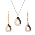 thumbnail image 1 of Dazzlingrock Collection 0.25 Carat (ctw) Round Blue & White Diamond Pear Shaped Teardrop Earrings & Pendant Set for Women in 10K Rose Gold, 1 of 4