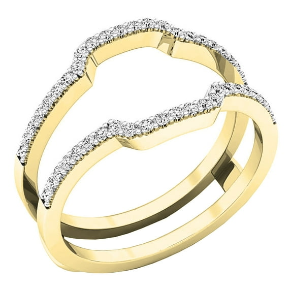 Dazzlingrock Collection 0.25 Carat (ctw) Round White Diamond Ladies Wedding Enhancer Guard Ring 1/4 CT, 10K Yellow Gold, Size 6