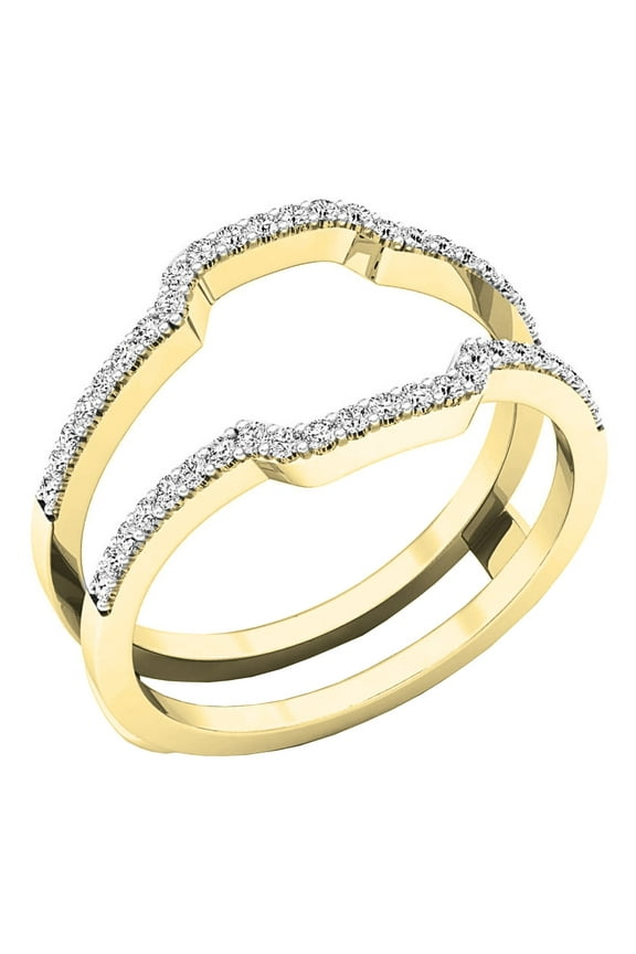 Collection 0.25 CT Round White Diamond Ladies Wedding Enhancer Guard Ring 10K Yellow Gold, Size 8