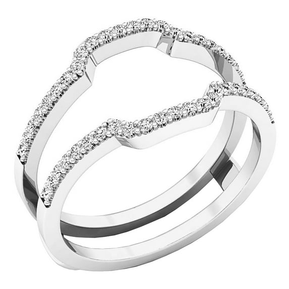 Dazzlingrock Collection 0.25 Carat (ctw) Round White Diamond Ladies Wedding Enhancer Guard Ring 1/4 CT, 14K White Gold, Size 7