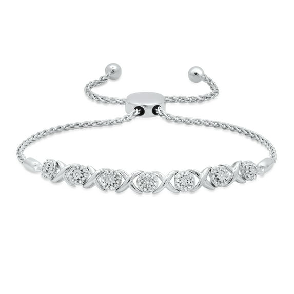 Dazzlingrock Collection 0.25 Carat (ctw) Round White Diamond Ladies XO Link Bracelet 1/4 CT, 14K White Gold