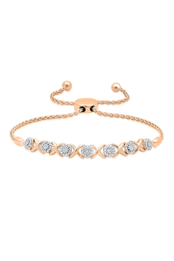 Collection 0.25 Carat (ctw) Round White Diamond Ladies XO Link Bracelet 1/4 CT, 18K Rose Gold