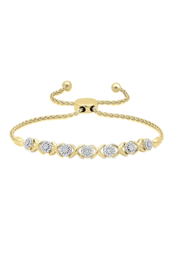 Collection 0.25 Carat (ctw) Round White Diamond Ladies XO Link Bracelet 1/4 CT, 18K Yellow Gold