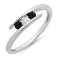 thumbnail image 1 of Dazzlingrock Collection 0.25 Carat (ctw) Sterling Silver Black And White Diamond 3 Stone Bridal Promise Ring 1/4 CT, Size 7.5, 1 of 1