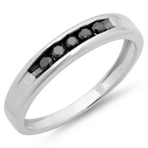Dazzlingrock Collection 0.25 Carat (ctw) Sterling Silver Black Diamond Men's Channel Set 5 Stone Wedding Band 1/4 CT, Size 12