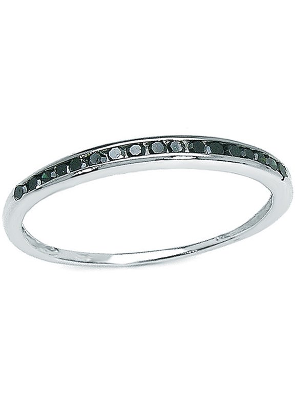 Collection 0.25 Carat (ctw) Sterling Silver Black Round Real Diamond Wedding Anniversary Stackable Band Ring 1/4 CT, Size 6