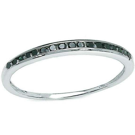 Dazzlingrock Collection 0.25 Carat (ctw) Sterling Silver Black Round Real Diamond Wedding Anniversary Stackable Band Ring 1/4 CT, Size 7