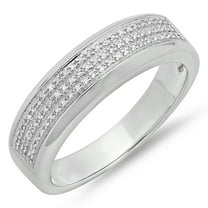 Dazzlingrock Collection 0.25 Carat (ctw) Sterling Silver Round Diamond Men's Micro Pave Hip Hop Wedding Band 1/4 CT, Size 10
