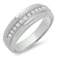 thumbnail image 1 of Dazzlingrock Collection 0.25 Carat (ctw) Sterling Silver White Round Diamond Men's Channel Set Wedding Band 1/4 CT, Size 9.5, 1 of 1