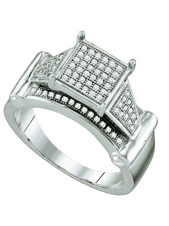Collection 0.25 Carat (ctw) White Diamond Ladies Micro Pave Bridal Engagement Ring, Sterling Silver
