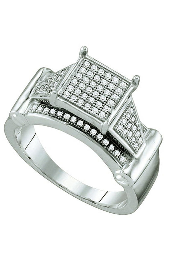 Collection 0.25 Carat (ctw) White Diamond Ladies Micro Pave Bridal Engagement Ring, Sterling Silver