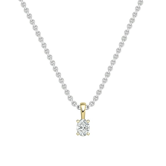 Dazzlingrock Collection 0.25 Cttw Oval Solitaire Lab Grown White Diamond 4 Prong Pendant Necklace with 18 inch Silver Chain for Women in 18K Solid Yellow Gold