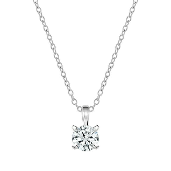Dazzlingrock Collection 0.25 Cttw Round Solitaire Lab Grown White Diamond Classic Four Prong Pendant Necklace with 18 inch Gold Chain for Women in 14K Solid White Gold