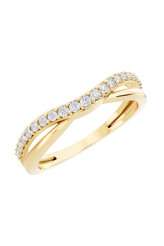 Collection 0.25 ctw Round Lab Grown White Diamond Wedding Guard Contour Band for Women in 14K Solid Yellow Gold Size 7
