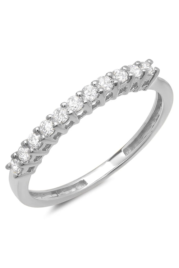Collection 0.28 Carat (ctw) 14K Round White Diamond Ladies Anniversary Stackable Band 1/4 CT, White Gold, Size 8