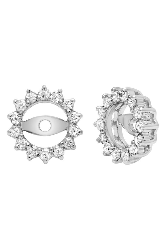 Collection 0.30 CT Round Diamond Removable Jackets for Stud Earrings, 10K White Gold