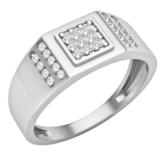 Dazzlingrock Collection 0.30 CT Round White Diamond Wedding Ring for Men in 10K White Gold Size 11.5