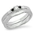 thumbnail image 1 of Dazzlingrock Collection 0.30 Carat (ctw) 10K Black & White Diamond 5 Stone Engagement Ring Set 1/3 CT, White Gold, Size 10, 1 of 1