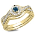 thumbnail image 1 of Dazzlingrock Collection 0.30 Carat (ctw) 10K Blue & White Diamond Bridal Halo Engagement Ring Set 1/3 CT, Yellow Gold, Size 8.5, 1 of 1