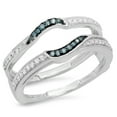 thumbnail image 1 of Dazzlingrock Collection 0.30 Carat (ctw) 10K Blue & White Diamond Ladies Wedding Double Guard Ring 1/3 CT, White Gold, Size 7, 1 of 1