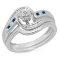 thumbnail image 1 of Dazzlingrock Collection 0.30 Carat (ctw) 10K Blue & White Diamond Twisted Engagement Ring Set 1/3 CT, White Gold, Size 7.5, 1 of 1