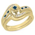 thumbnail image 1 of Dazzlingrock Collection 0.30 Carat (ctw) 10K Blue & White Diamond Twisted Engagement Ring Set 1/3 CT, Yellow Gold, Size 9, 1 of 1