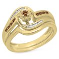 thumbnail image 1 of Dazzlingrock Collection 0.30 Carat (ctw) 10K Champagne & White Diamond Twisted Engagement Ring Set 1/3 CT, Yellow Gold, Size 5, 1 of 1