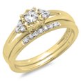 thumbnail image 1 of Dazzlingrock Collection 0.30 Carat (ctw) 10K Round Diamond Split Shank Bridal Engagement Ring Set 1/3 CT, Yellow Gold, Size 8.5, 1 of 1