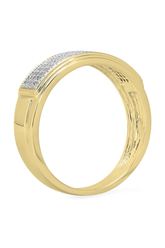 Collection 0.30 Carat (ctw) 10K Round White Diamond Men's Hip Hop Wedding Band 1/3 CT, Yellow Gold, Size 9.5