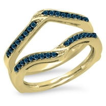 Dazzlingrock Collection 0.30 Carat (ctw) 14K Blue Diamond Ladies Wedding Band Enhancer Guard Ring 1/3 CT, Yellow Gold, Size 10