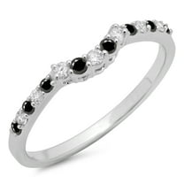 Dazzlingrock Collection 0.30 Carat (ctw) 14K Round Black & White Diamond Ladies Wedding Band 1/3 CT, White Gold, Size 10