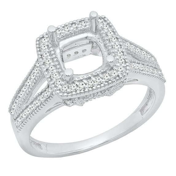 Dazzlingrock Collection 0.30 Carat (ctw) 14K Round Diamond Bridal Semi Mount Engagement Ring 1/3 CT, White Gold, Size 10