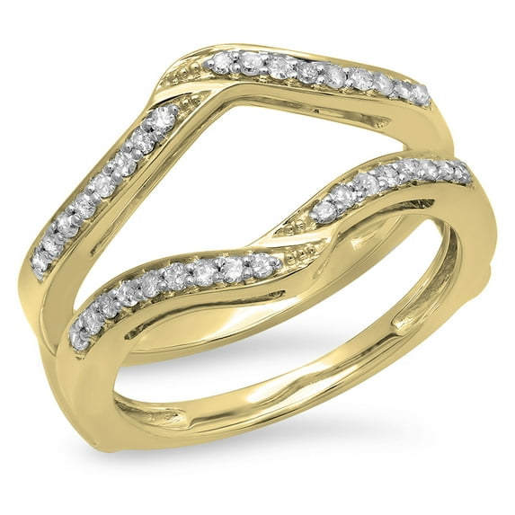 Dazzlingrock Collection 0.30 Carat (ctw) 14K Round Diamond Ladies Wedding Band Enhancer Guard Ring 1/3 CT, Yellow Gold, Size 7