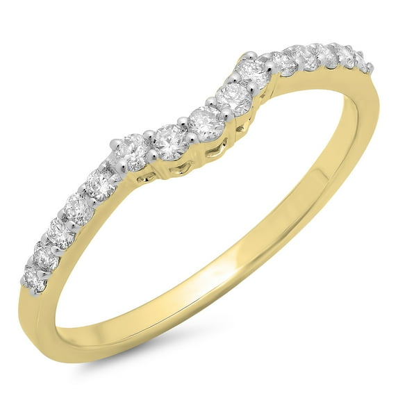 Dazzlingrock Collection 0.30 Carat (ctw) 14K Round Diamond Ladies Wedding Stackable Guard Ring 1/3 CT, Yellow Gold, Size 5