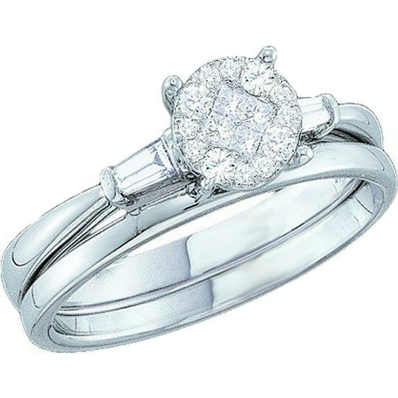 Dazzlingrock Collection 0.30 Carat (ctw) 14K White Diamond Engagement Ring Soliel Bridal Set 1/3 CT, White Gold, Size 6.5