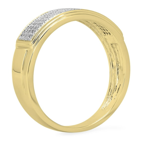 Dazzlingrock Collection 0.30 Carat (ctw) 14K White Diamond Men's Micro Pave Hip Hop Wedding Band 1/3 CT, Yellow Gold, Size 12