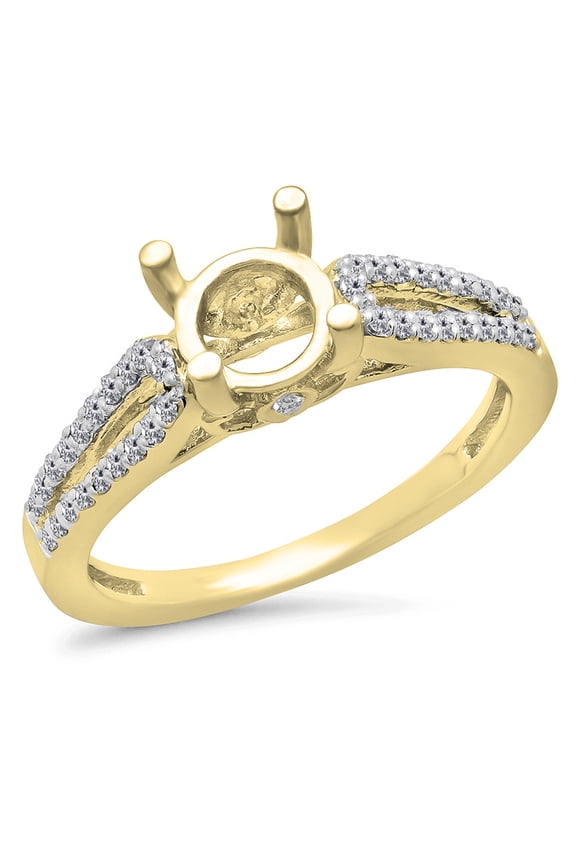 Collection 0.30 Carat (ctw) 14K White Diamond Split Shank Semi Mount Engagement Ring 1/3 CT, Yellow Gold, Size 5