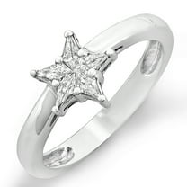 Dazzlingrock Collection 0.30 Carat (ctw) 14k Noble Cut Star Shaped 5 Stone Diamond Ladies Bridal Ring Engagement 1/3 CT, White Gold, Size 8