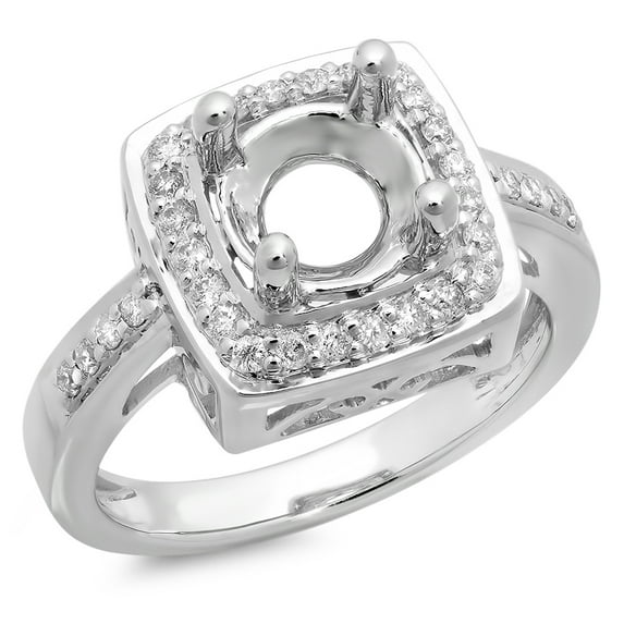 Dazzlingrock Collection 0.30 Carat (ctw) 18K Round White Diamond Bridal Semi Mount Engagement Ring 1/3 CT, White Gold, Size 4