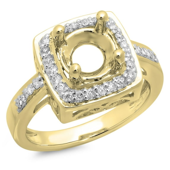 Dazzlingrock Collection 0.30 Carat (ctw) 18K Round White Diamond Bridal Semi Mount Engagement Ring 1/3 CT, Yellow Gold, Size 4