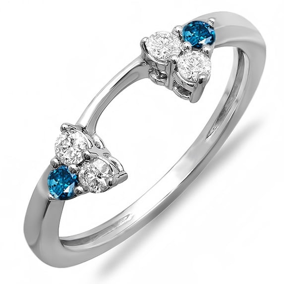Dazzlingrock Collection 0.30 Carat (ctw) 18K White & Blue Diamond Anniversary Matching Guard Band 1/3 CT, White Gold, Size 6