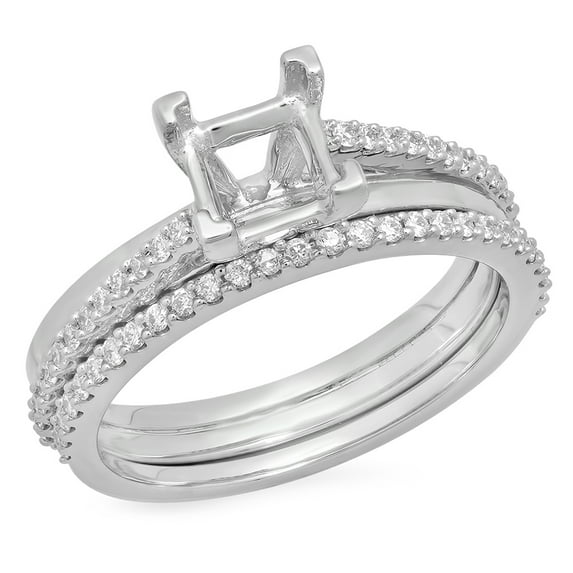Dazzlingrock Collection 0.30 Carat (ctw) Platinum White Diamond Ladies Bridal Semi Mount Engagement Ring Set 3/4 CT, Size 6
