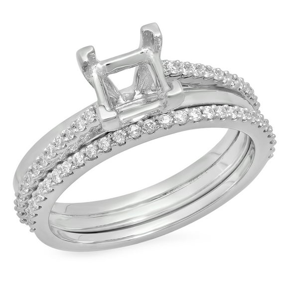 Dazzlingrock Collection 0.30 Carat (ctw) Platinum White Diamond Ladies Bridal Semi Mount Engagement Ring Set 3/4 CT, Size 7