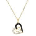 thumbnail image 1 of Dazzlingrock Collection 0.30 Carat (ctw) Round Black & White Diamond Double Heart Pendant for Women with 18 Inch Gold Chain in 10K Yellow Gold, 1 of 6