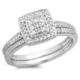 thumbnail image 1 of Dazzlingrock Collection 0.30 Carat (ctw) Sterling Silver Round White Diamond Ladies Bridal Engagement Ring Set 1/3 CT, Size 9, 1 of 4