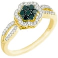 thumbnail image 1 of Dazzlingrock Collection 0.32 Carat (ctw) 10k Black & White Diamond Ladies Flower Engagement Ring, Yellow Gold, 1 of 1