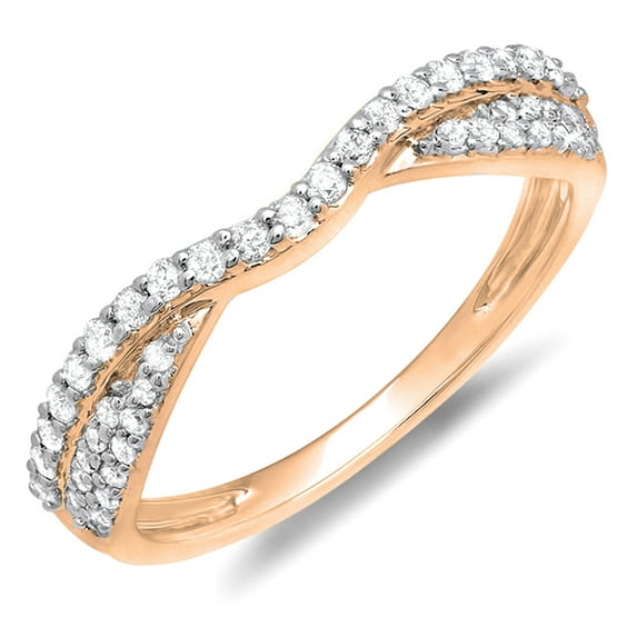 Dazzlingrock Collection 0.32 Carat (ctw) 14K Diamond Ladies Bridal Wedding Stackable Band 1/3 CT, Rose Gold, Size 4.5