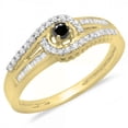 thumbnail image 1 of Dazzlingrock Collection 0.33 Carat (ctw) 10K Black & White Diamond Swirl Halo Engagement Ring 1/3 CT, Yellow Gold, Size 6.5, 1 of 1